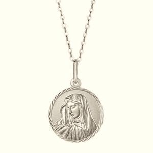 Limogés
Italian Sterling Silver Round Diamond-Cut Mary Medallion Necklace